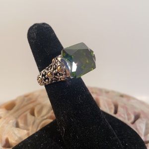 Dark Green & Silver Statement Ring